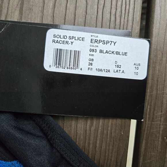 TYR Durafast Solid Splice  Boys Youth Black/blue Racer Briefs Size 26 New - Picture 3 of 3